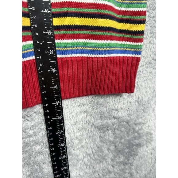 Lauren Ralph Lauren 1/4 Zip Mens Small Red Stripe Sweater - Picture 5 of 7